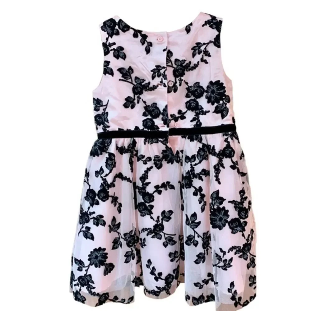 Children’s Place‎ Pink & Black Brocade Occasion Dress 4T